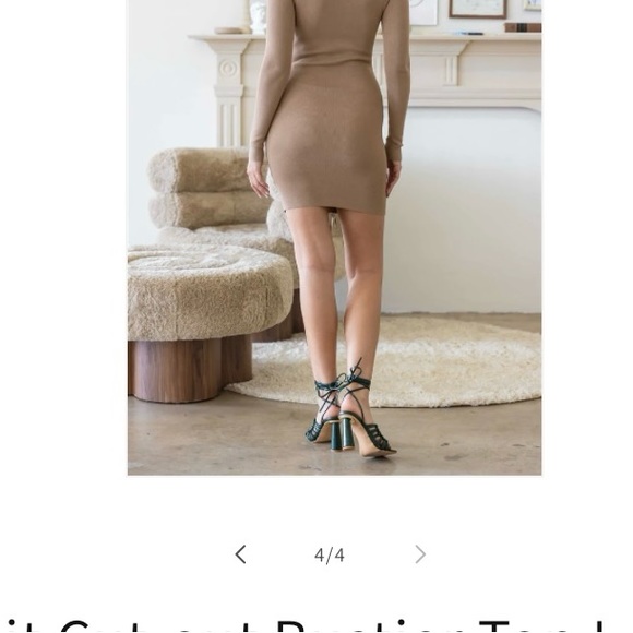 Milk Coffee Knit Cut-Out Bustier Top Lace Down Detail Mini Dress - Picture 3 of 11